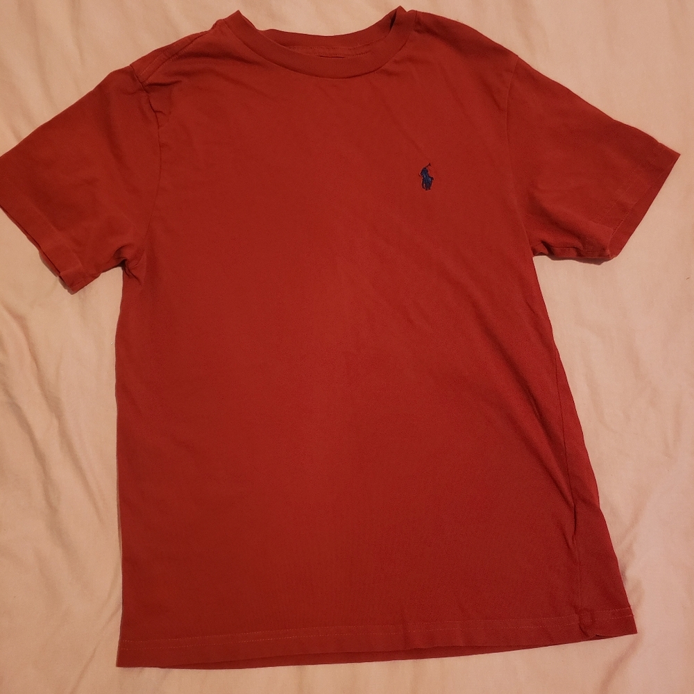 Ralph Lauren Brick Red Tee with Navy Emblem